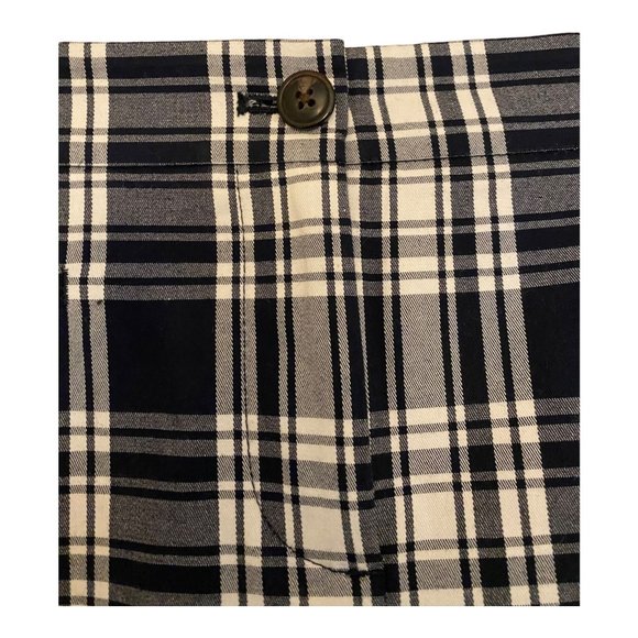 Ann Taylor Pants Women Size 4 Blue White Plaid Cropped Mid-Rise Cotton Stretch - Picture 3 of 9